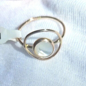 Brand New W Tag Gold Filled Stackable Ring W Moonstone Detail Women's Size 8